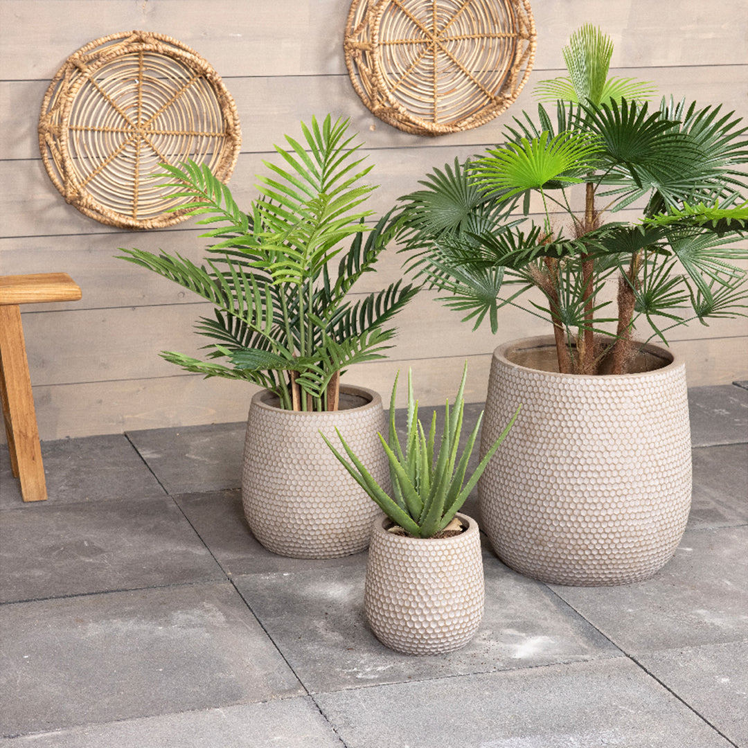 Taupe Zoe Honeycomb Fiber Clay Pot